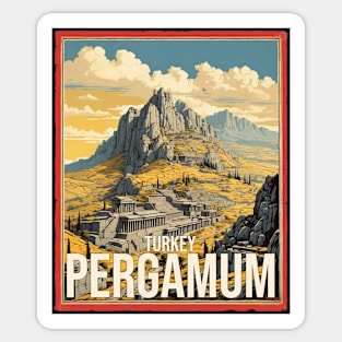 Pergamum Turkey Sunset Vintage Retro Travel Tourism Sticker